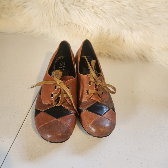 Vintage 90s Leather Patchwork Mary Jane Loafers Shoes Womens Size 38 7 1990s - Picture 4 of 7